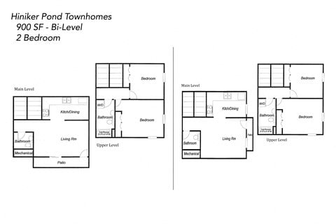 Floor plan for 2 beds, 1.5 baths, 900 sqft
